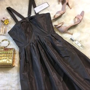 J. Crew 'Sangle' Brown Silk Taffeta Halter Dress 2